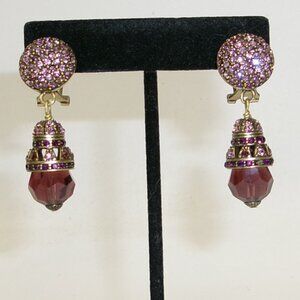 Heidi Daus Damselfly Purple Swarovski Crystal Art Deco Pierced Earrings